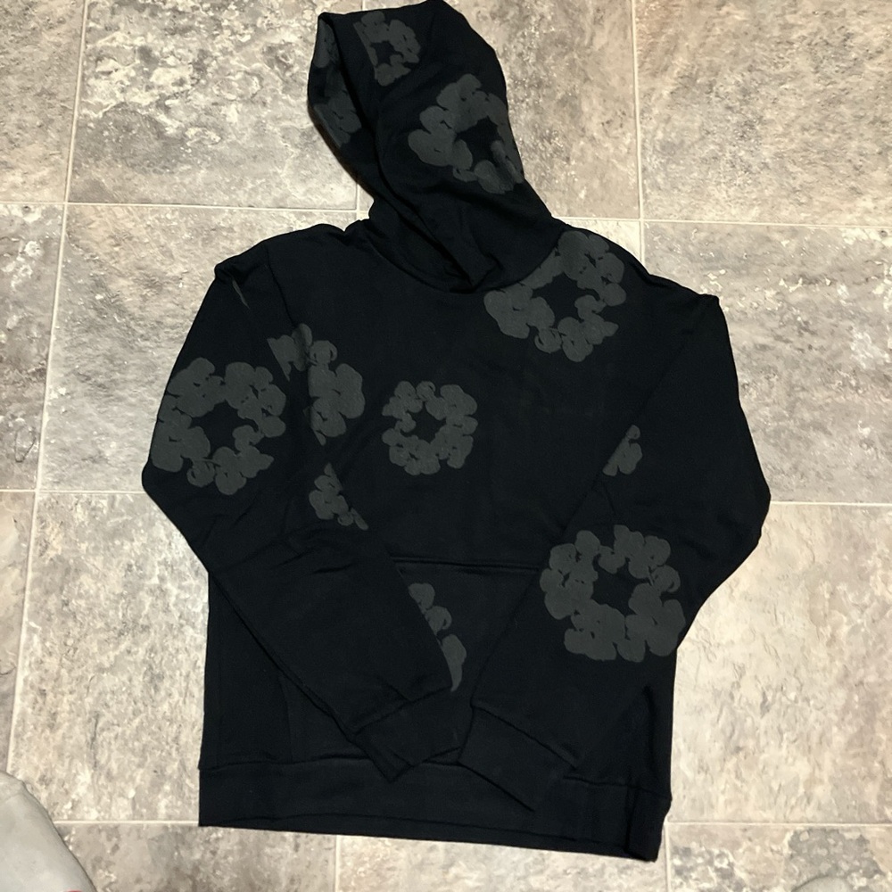 Black and grey denim tears hoodie size small